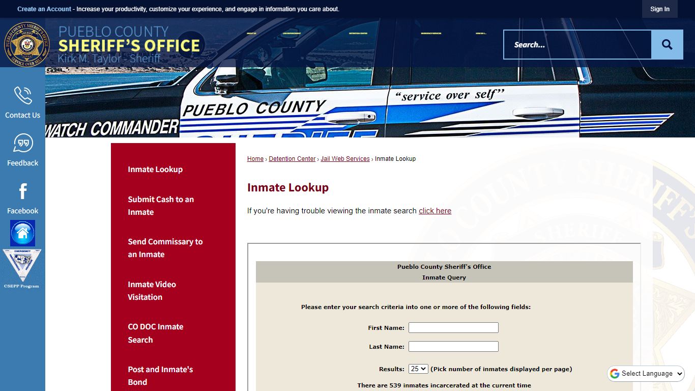 Inmate Lookup | Pueblo County Sheriff, CO